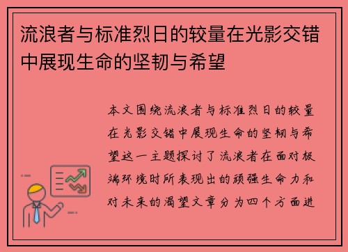 流浪者与标准烈日的较量在光影交错中展现生命的坚韧与希望